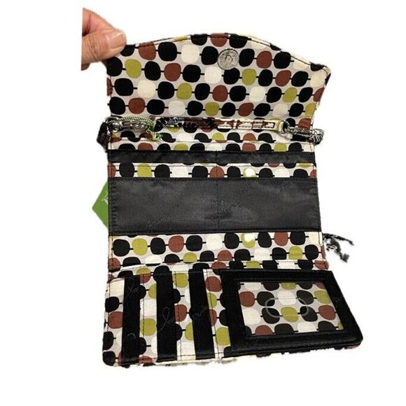VERA BRADLEY CROSSBODY WALLET BROWN FLORAL COTTON CRAFTED BOHO COTTAGE CORE - Picture 2 of 13